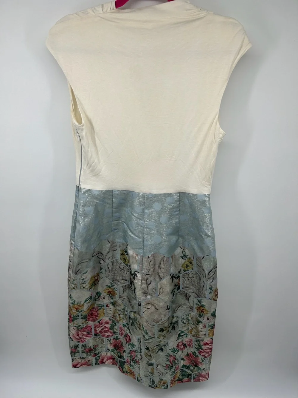 Ted Baker Cream and Light Blue Floral Wrap Midi Dress